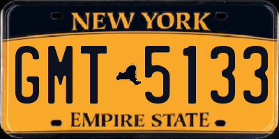NY license plate GMT5133