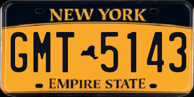 NY license plate GMT5143