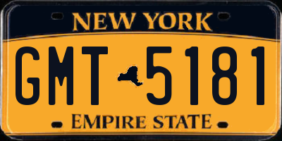 NY license plate GMT5181