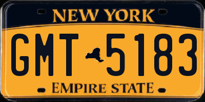 NY license plate GMT5183