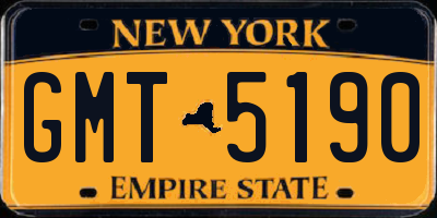 NY license plate GMT5190