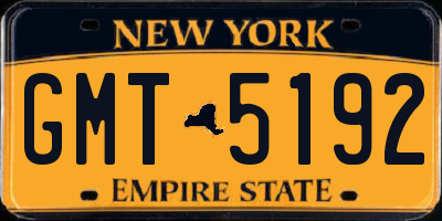 NY license plate GMT5192