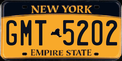 NY license plate GMT5202