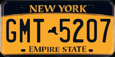 NY license plate GMT5207