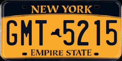 NY license plate GMT5215