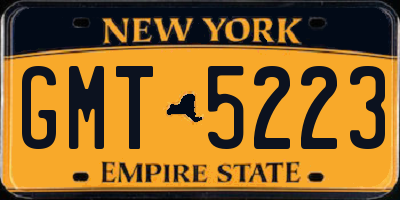 NY license plate GMT5223