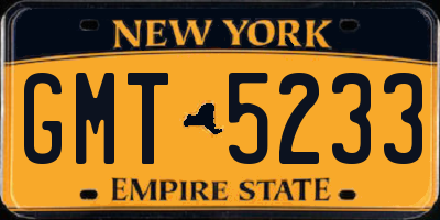 NY license plate GMT5233