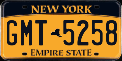 NY license plate GMT5258