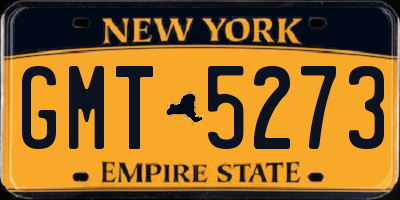 NY license plate GMT5273