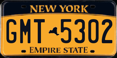 NY license plate GMT5302