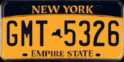 NY license plate GMT5326