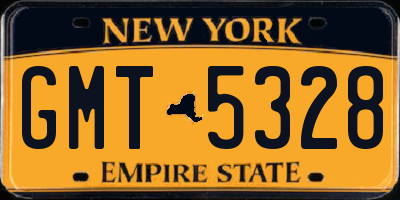 NY license plate GMT5328