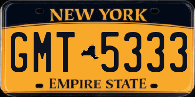 NY license plate GMT5333
