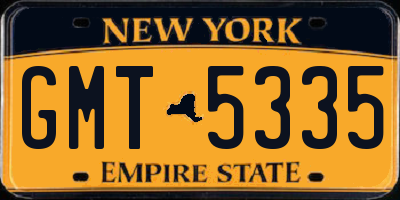 NY license plate GMT5335