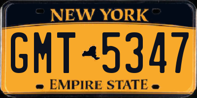 NY license plate GMT5347