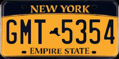 NY license plate GMT5354