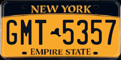 NY license plate GMT5357