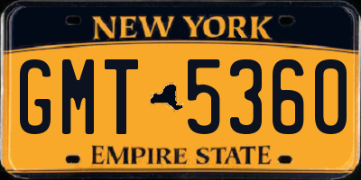 NY license plate GMT5360