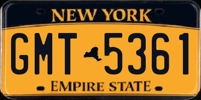 NY license plate GMT5361