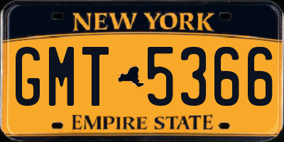 NY license plate GMT5366