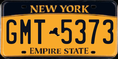 NY license plate GMT5373