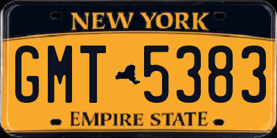 NY license plate GMT5383