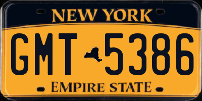 NY license plate GMT5386