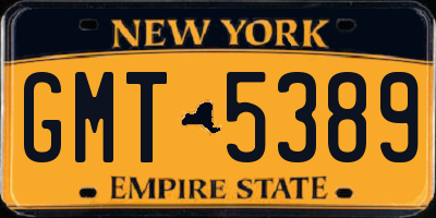 NY license plate GMT5389