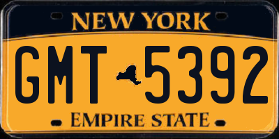 NY license plate GMT5392
