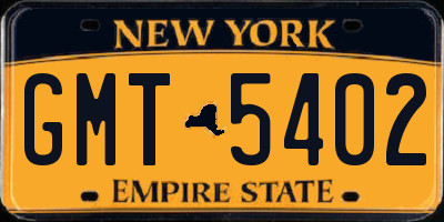 NY license plate GMT5402