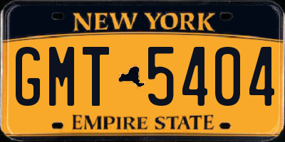 NY license plate GMT5404
