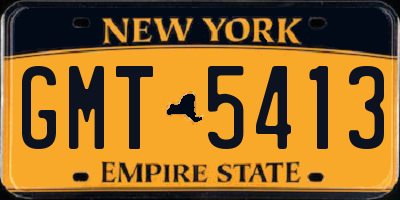 NY license plate GMT5413