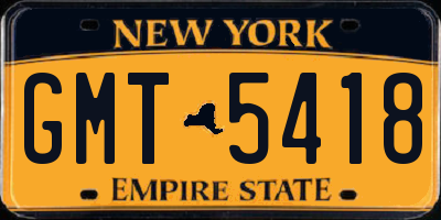 NY license plate GMT5418