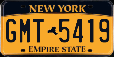 NY license plate GMT5419