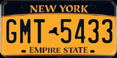 NY license plate GMT5433