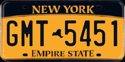 NY license plate GMT5451