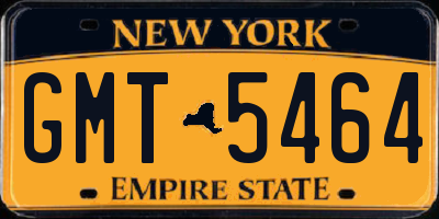 NY license plate GMT5464