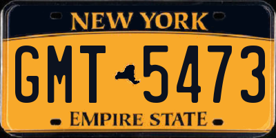NY license plate GMT5473
