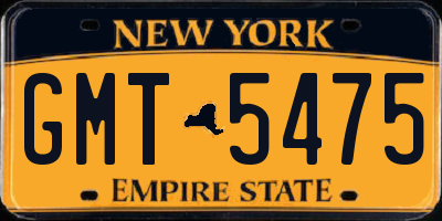NY license plate GMT5475