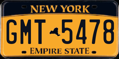 NY license plate GMT5478