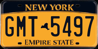 NY license plate GMT5497
