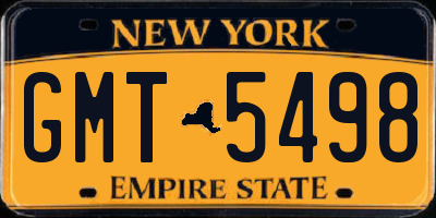 NY license plate GMT5498
