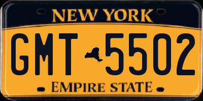 NY license plate GMT5502