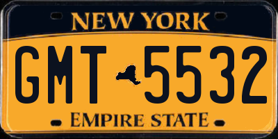NY license plate GMT5532