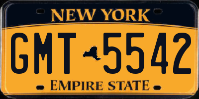 NY license plate GMT5542