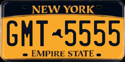NY license plate GMT5555