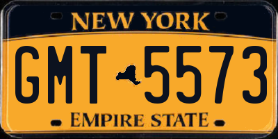 NY license plate GMT5573