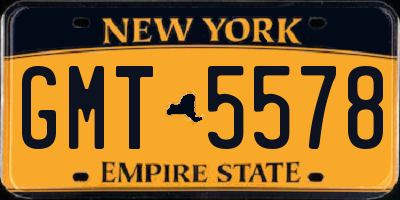 NY license plate GMT5578