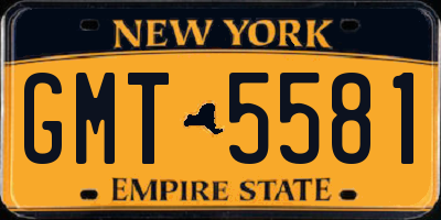 NY license plate GMT5581