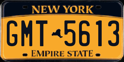 NY license plate GMT5613